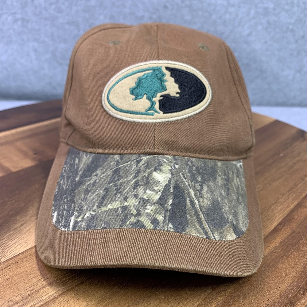 Signatures Hat Cap Strap Back Mens One Size Brown Camo Embroidered Hunting Adust
